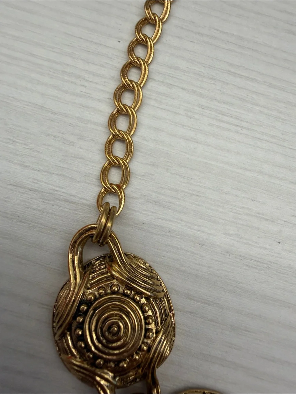 Avon Gold-Tone Textured Disc Statement Necklace